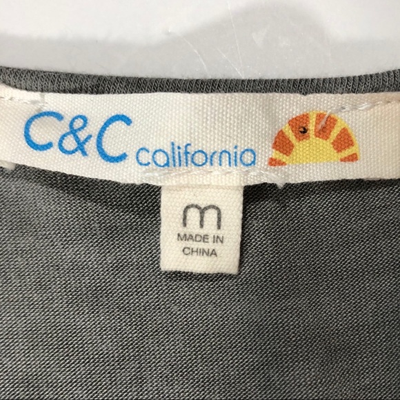 C & C CALIFORNIA Gray Drapey Shirred Top M - Picture 3 of 5